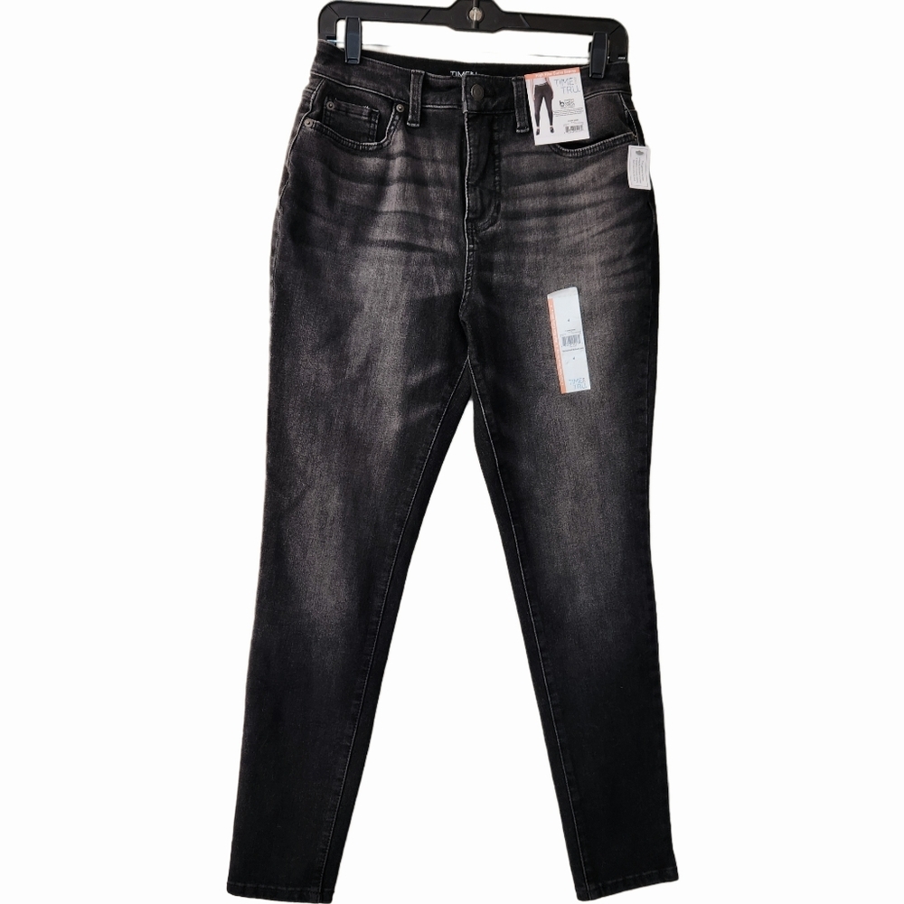 🔥Time&True High Rise Curvy Skinny Womens Charcoal Denim Jeans Size 4/28